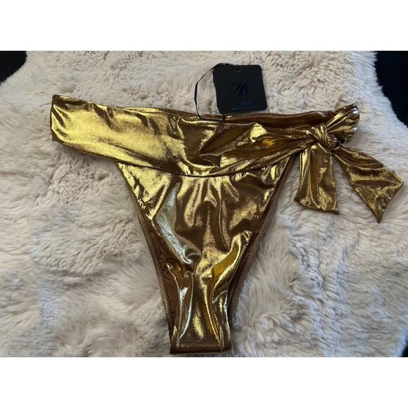 Honey Birdette PAMELA✨ Gold Shimmer Swim Bottom Small - Picture 2 of 3